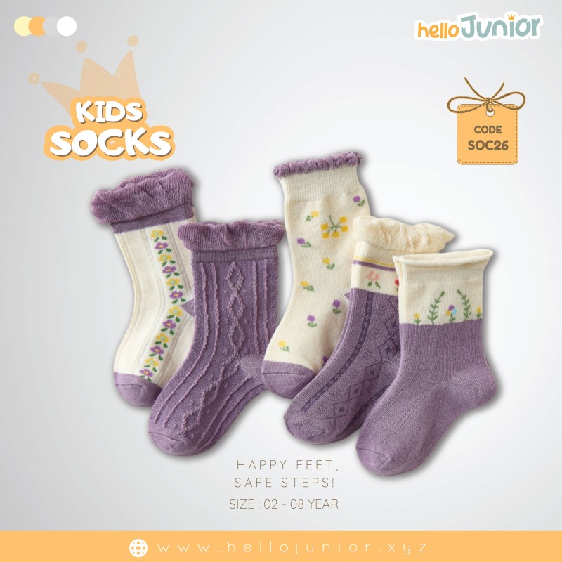 Hello Junior Baby Socks for Ages 2-8 Years, Multicolor