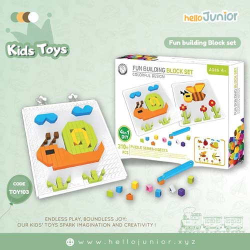Fun Building Block Set 310 Pcs | 4-in-1 DIY Puzzle for Kids 4+