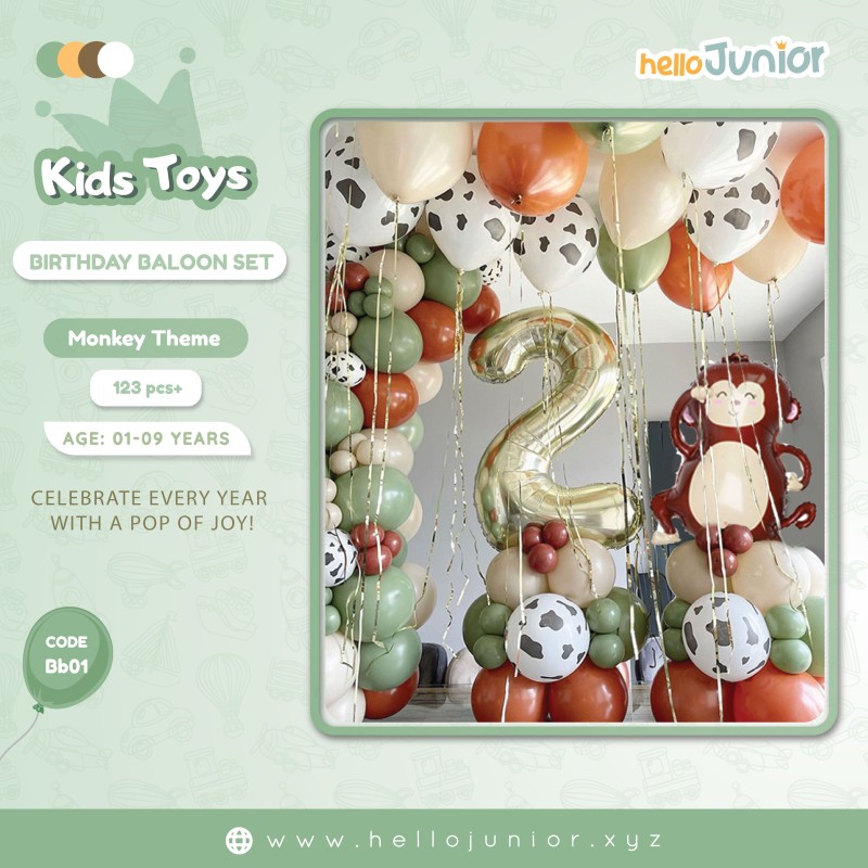 Jungle Theme Birthday Balloon Set, (age 1-9 years)