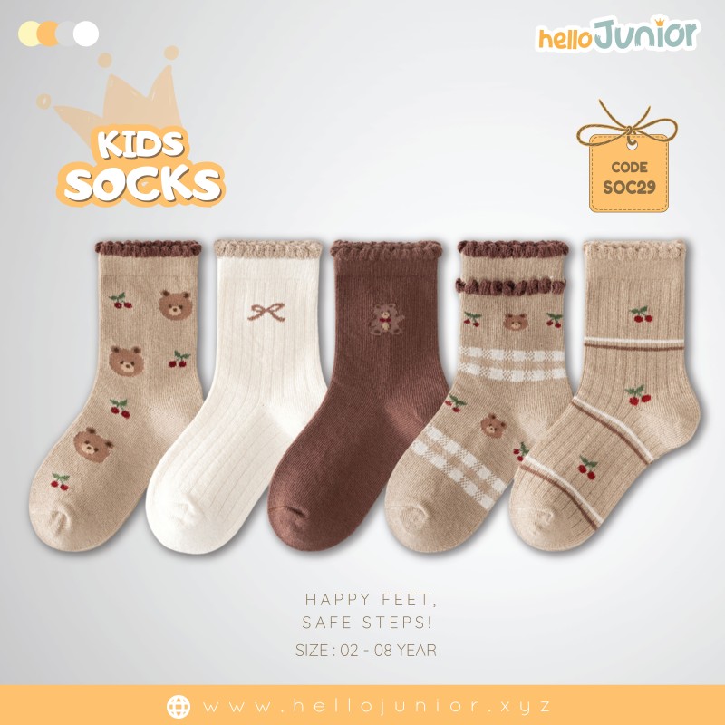 Hello Junior Baby Socks for Ages 2-8 Years, Multicolor