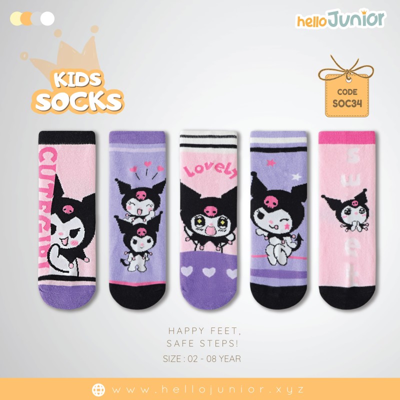 Hello Junior Baby Socks for Ages 2-8 Years, Multicolor