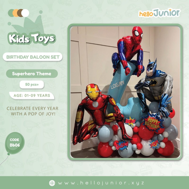 Superhero Theme Birthday Balloon Set, (age 1-9 years)