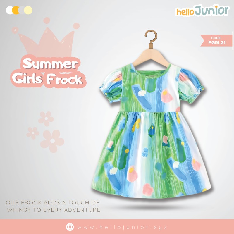 Hello Junior Summer Cotton Frock for Baby Girls (1-5.5 Years), Pink