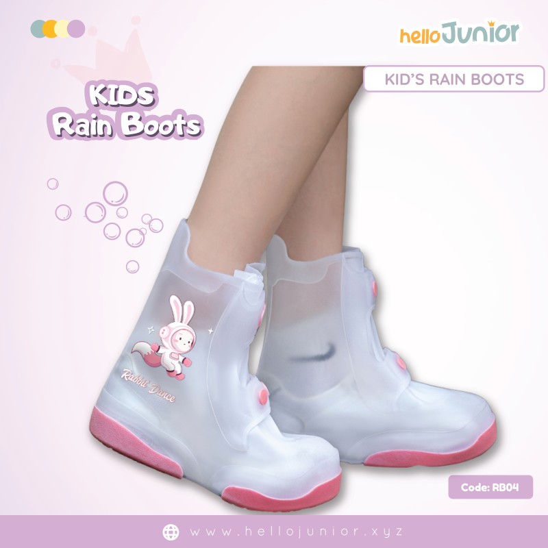 Hello Junior Kids Rainboot (Ages 5.5 to 11 Years), Blue & White