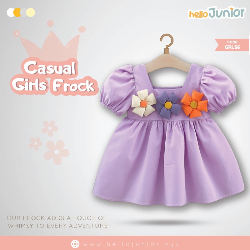 Hello Junior Casual Girls Frock (6 Months to 03 Years)