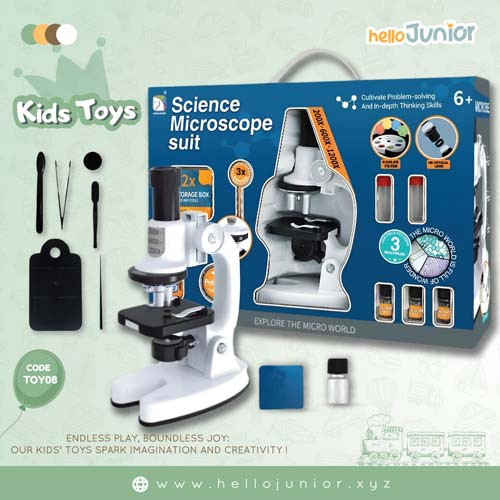 Kids Science Microscope Suit Made of ABS Plastic with Optical Glass Lenses