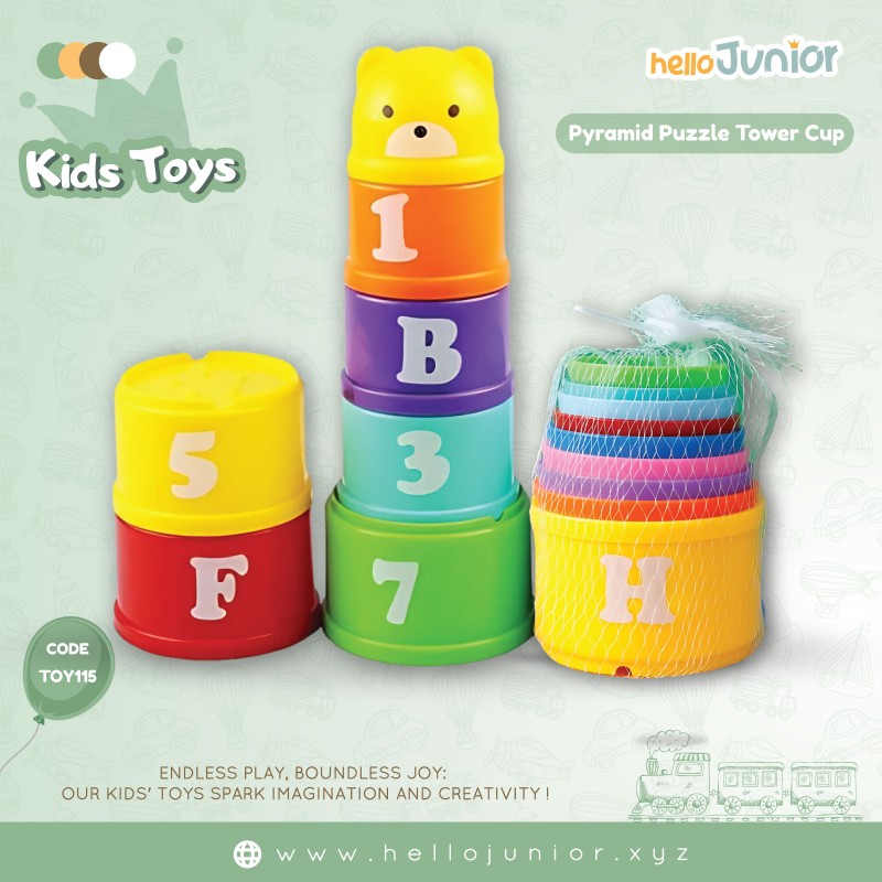 8 Pieces Montessori Stacking Cups with Shapes | Colorful Educational Toy for Kids 3+ Years