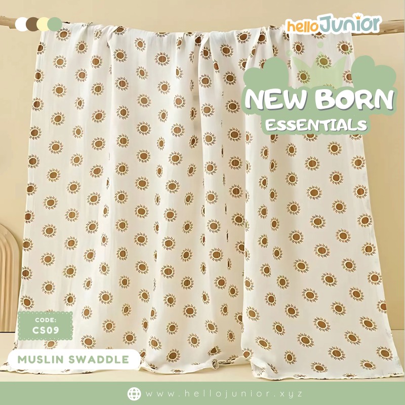 Hello Junior Newborn Swaddle Wrap / Infant Feeding Burp Cloth, Multicolor