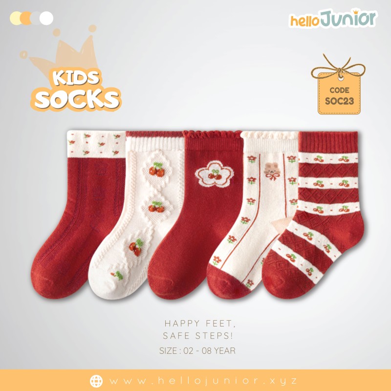 Hello Junior Baby Socks for Ages 2-8 Years, Multicolor
