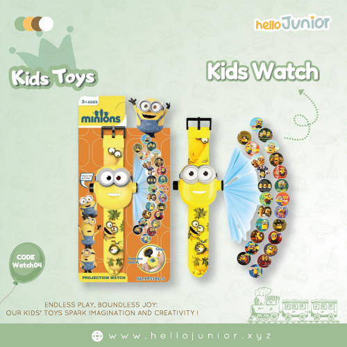 Minions Kids’ Projection Digital Wristwatch – 24 Images with Silicone Strap