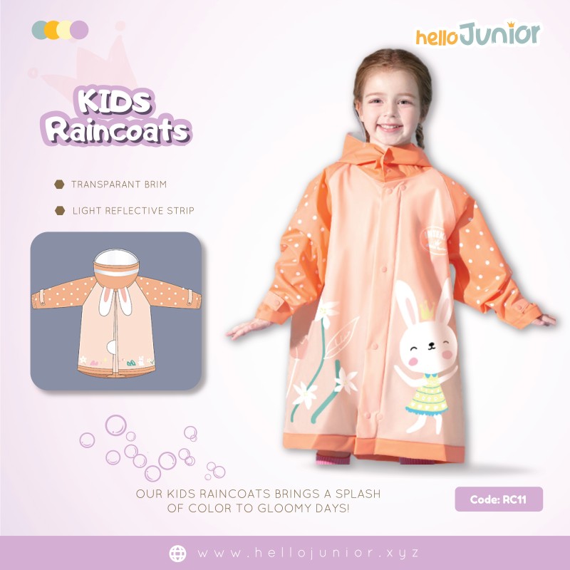 Hello Junior Kids Raincoat for 03-11 years , Multicolor