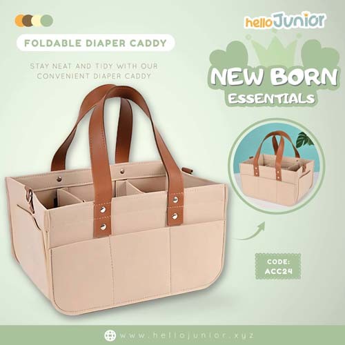 Hello Junior Multifunctional Foldable Diaper Caddy, Wood Brown