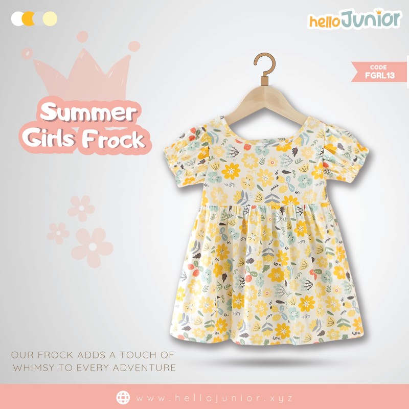 Hello Junior Summer Cotton Frock for Baby Girls (1-5.5 Years), Pink