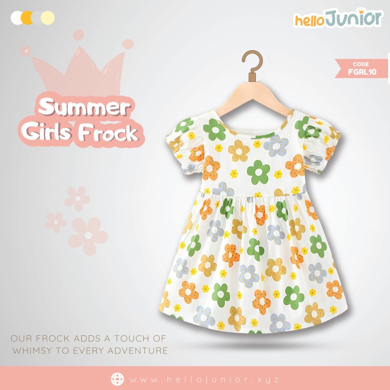 Hello Junior Summer Cotton Frock for Baby Girls (1-5.5 Years), Pink