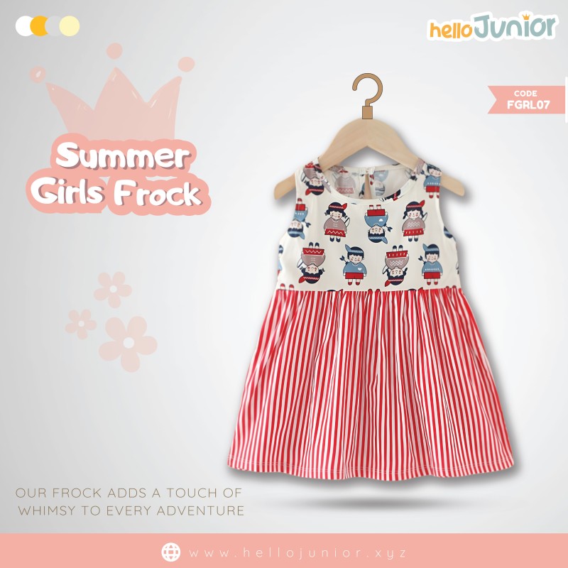 Hello Junior Summer Cotton Frock for Baby Girls (1-5.5 Years), Pink