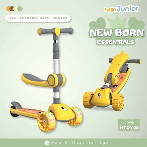 3-in-1 Foldable Baby Scooter with Lights