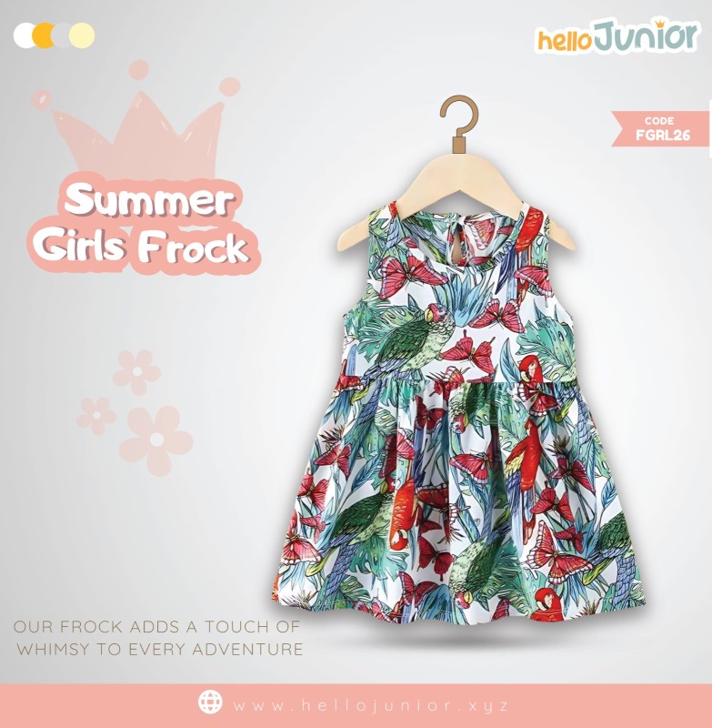 Hello Junior Summer Cotton Frock for Baby Girls (1-5.5 Years), Pink