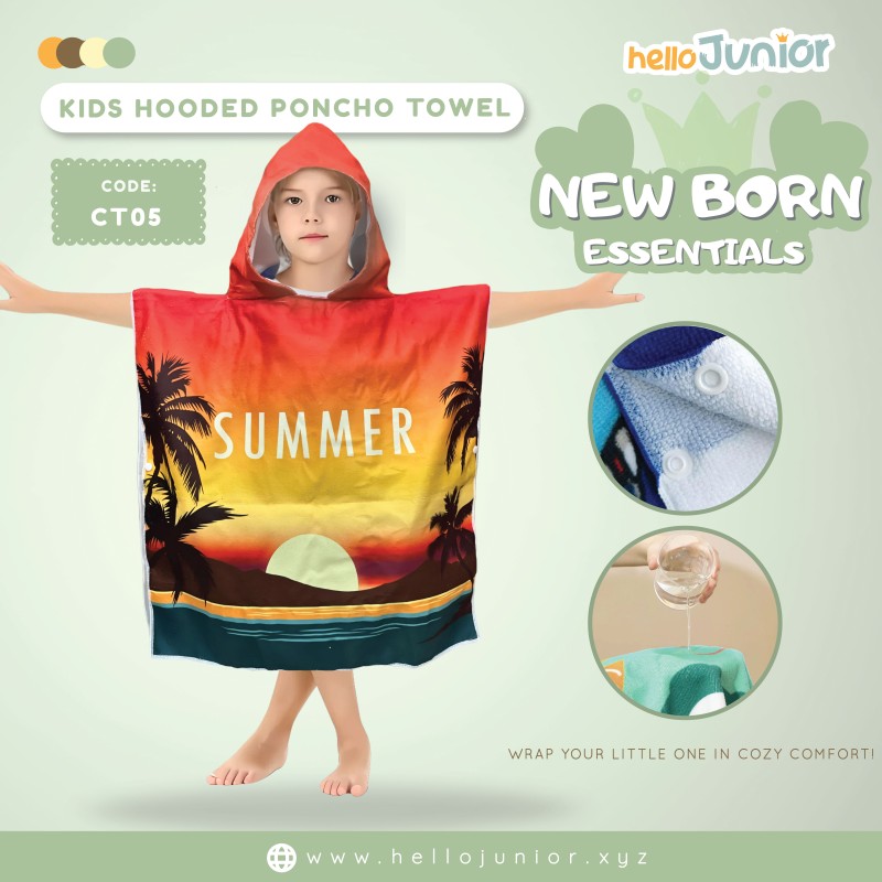 Kids Flamingo Hooded Poncho Towel