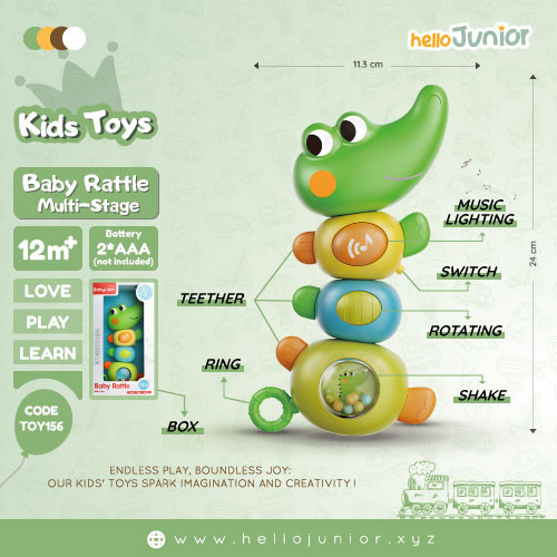 HelloJunior Multi-Stage Musical Baby Rattle – Interactive Caterpillar Sensory Toy (12m+)