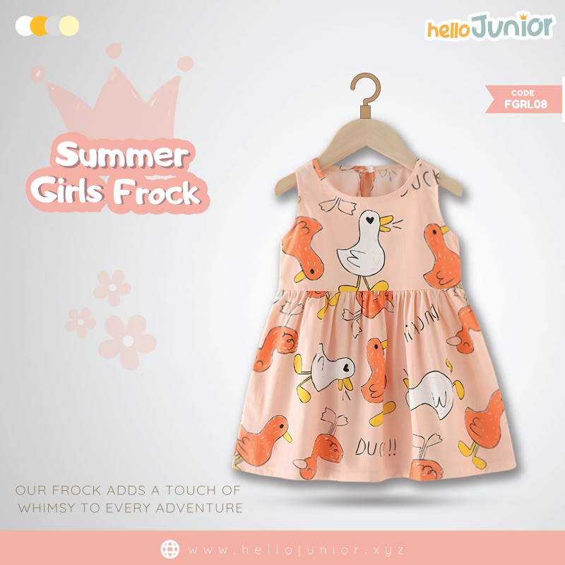 Hello Junior Summer Cotton Frock for Baby Girls (1-5.5 Years), Pink