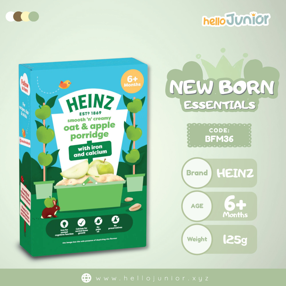 HEINZ smooth ‘n’ creamy Oat & Apple Baby Porridge with Iron & Calcium (6M+) – 125g