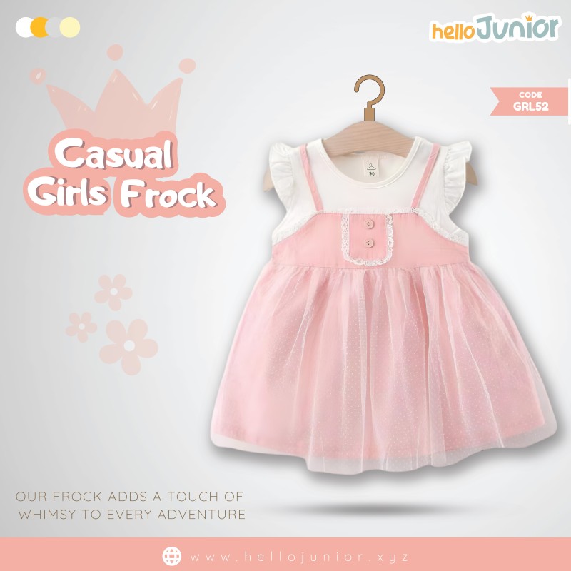 Hello Junior Casual Girls Frock (6 Months to 03 Years)