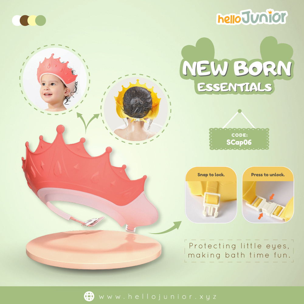 Baby Shampoo Cap – Cute Red Crown-Shaped Silicone Shower Hat