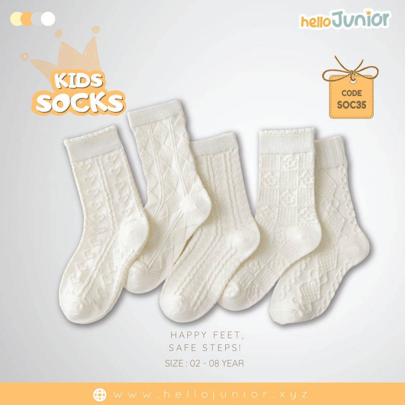 Hello Junior Baby Socks for Ages 2-8 Years, Multicolor