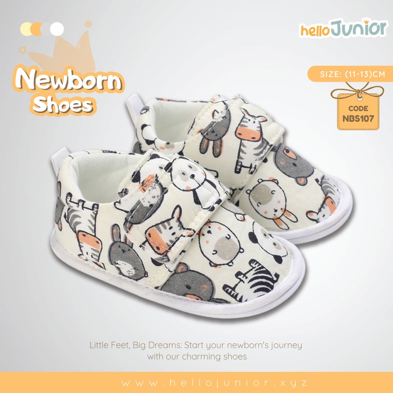 Hello Junior baby shoes for newborn to 18 month, made with cotton and rubber sole