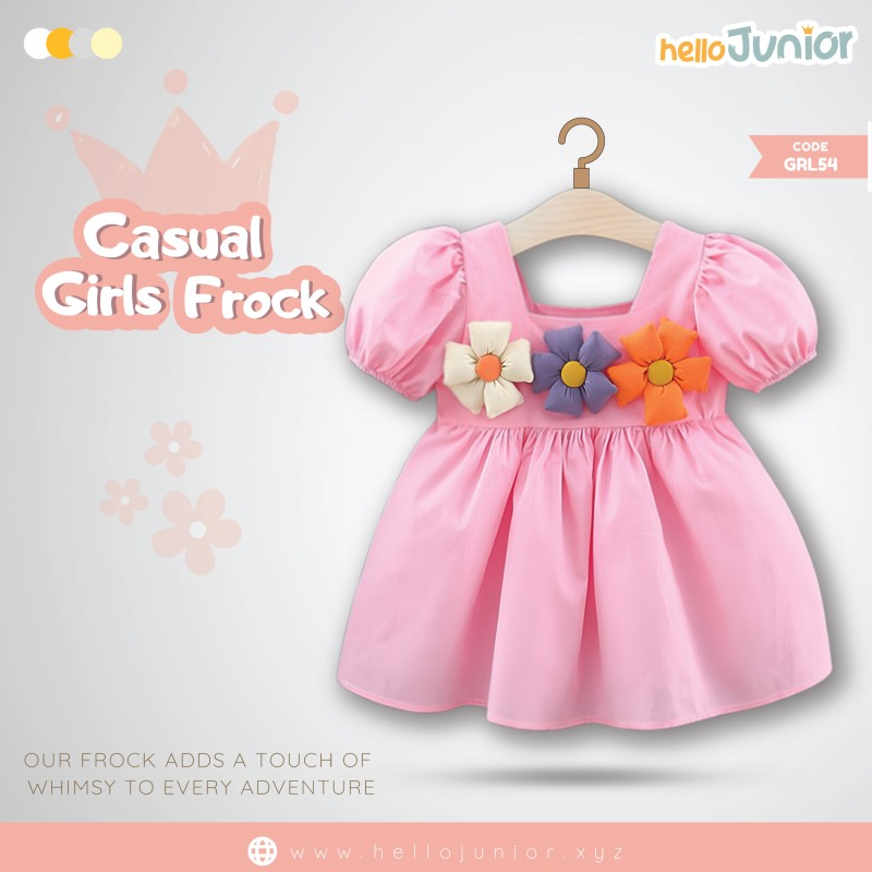 Hello Junior Casual Girls Frock (6 Months to 03 Years)