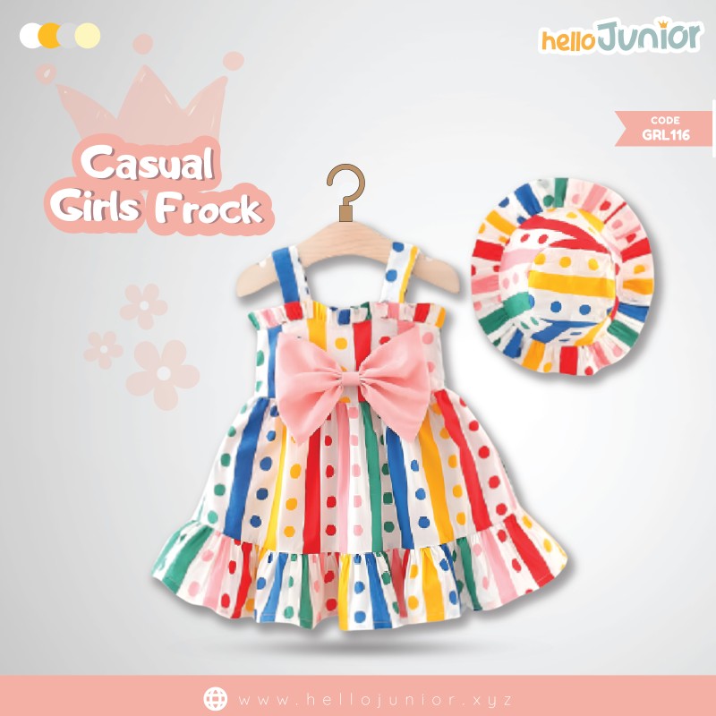 Hello Junior Casual Girls Frock (6 Months to 03 Years)