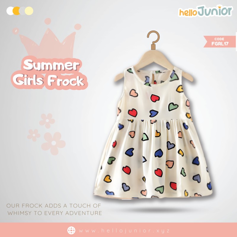 Hello Junior Summer Cotton Frock for Baby Girls (1-5.5 Years), Pink