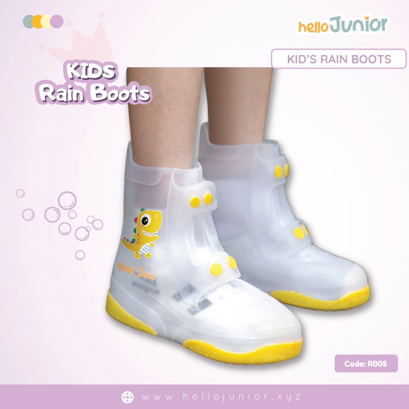 Hello Junior Kids Rainboot (Ages 5.5 to 11 Years), Blue & White