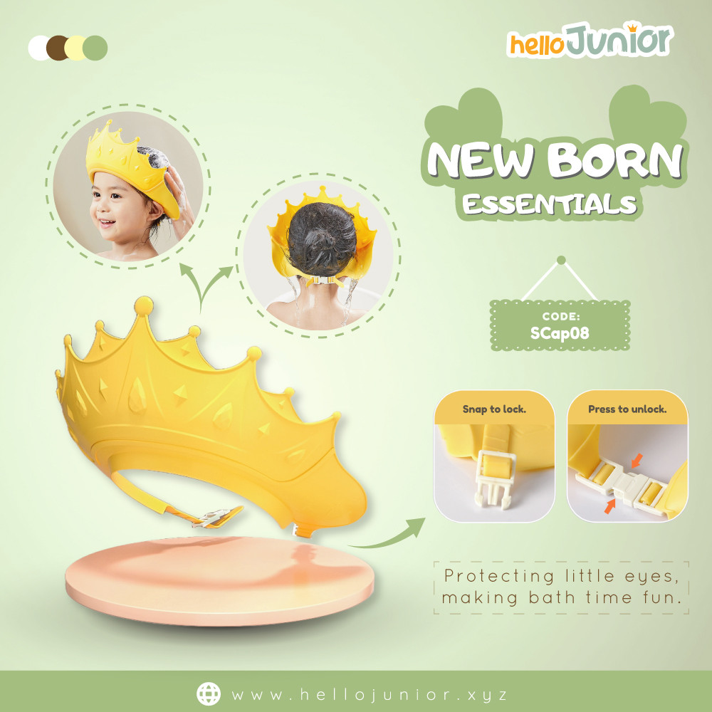 Baby Shampoo Cap – Cute Yellow Crown-Shaped Silicone Shower Hat