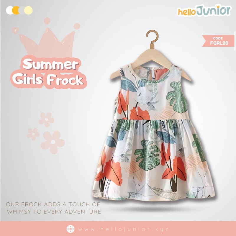 Hello Junior Summer Cotton Frock for Baby Girls (1-5.5 Years), Pink