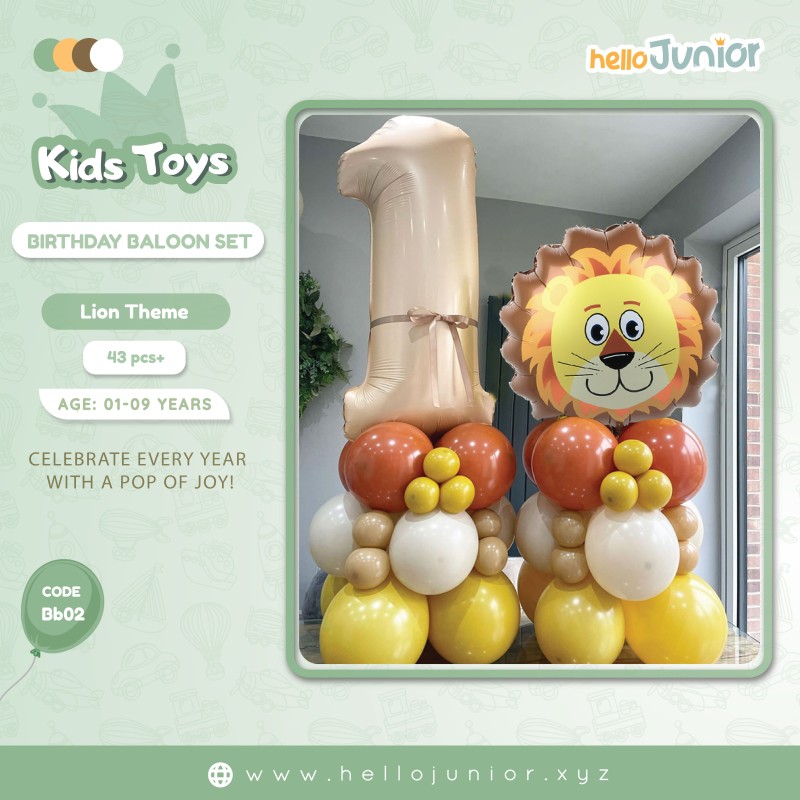 Lion Theme Birthday Balloon Set, (age 1-9 years)