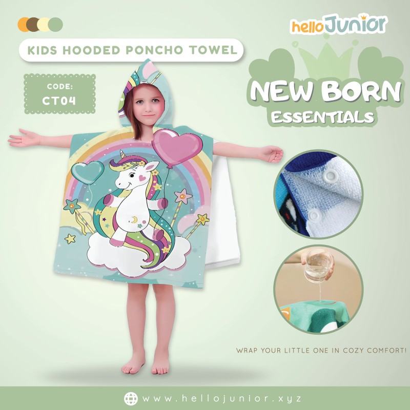 Kids Flamingo Hooded Poncho Towel