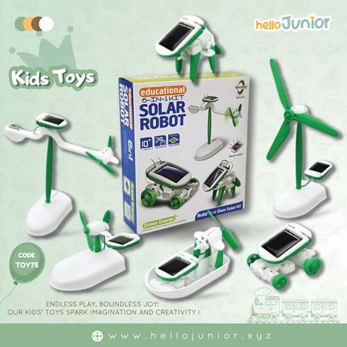 6-in-1 Solar Robot Kit for Kids – Educational DIY Science & Robotics Toy