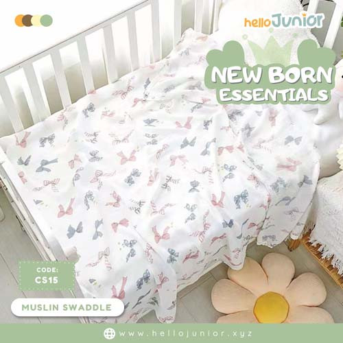 Hello Junior Newborn Swaddle Wrap / Infant Feeding Burp Cloth, Multicolor