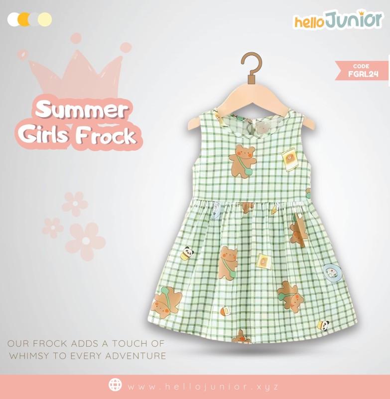 Hello Junior Summer Cotton Frock for Baby Girls (1-5.5 Years), Pink