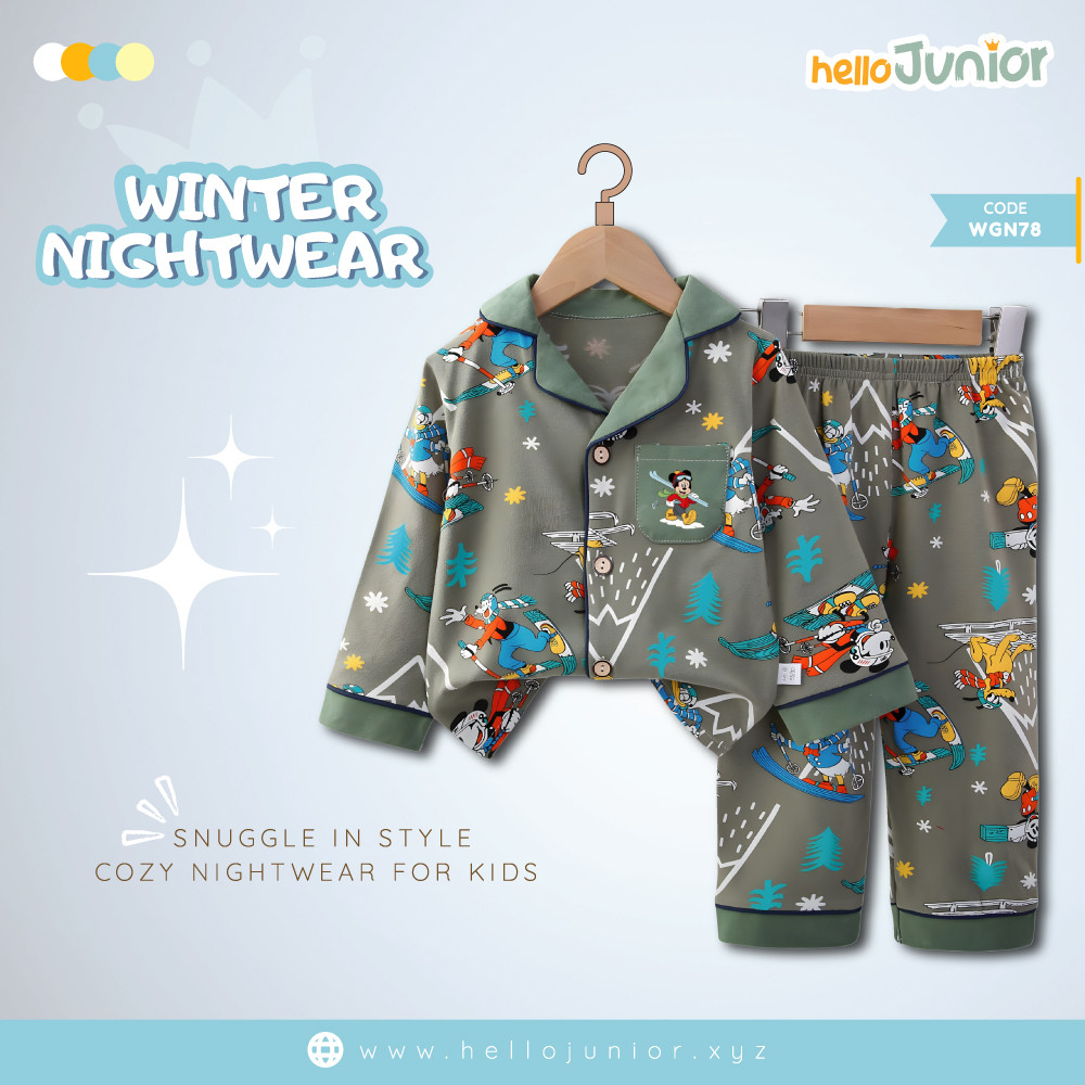 Hello Junior Kids Winter Nightwear / PJ Set / Night Dress (6 Months to 11 Years)