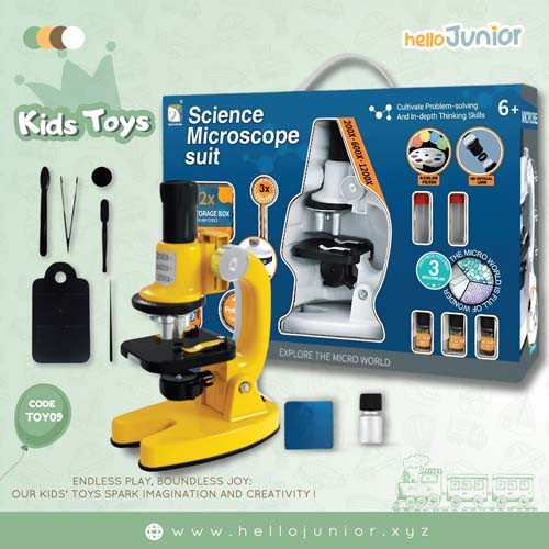 Kids Science Microscope Suit Made of ABS Plastic with Optical Glass Lenses