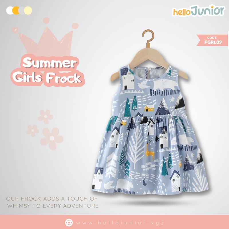 Hello Junior Summer Cotton Frock for Baby Girls (1-5.5 Years), Pink