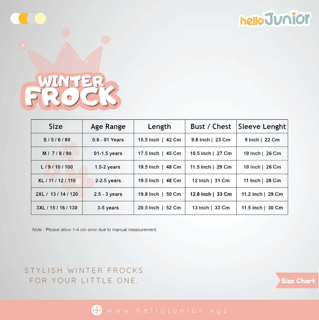 Hello Junior Winter Girls Frock for 06 Months to 05 Years