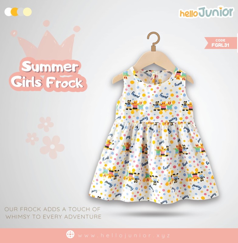 Hello Junior Summer Cotton Frock for Baby Girls (1-5.5 Years), Pink