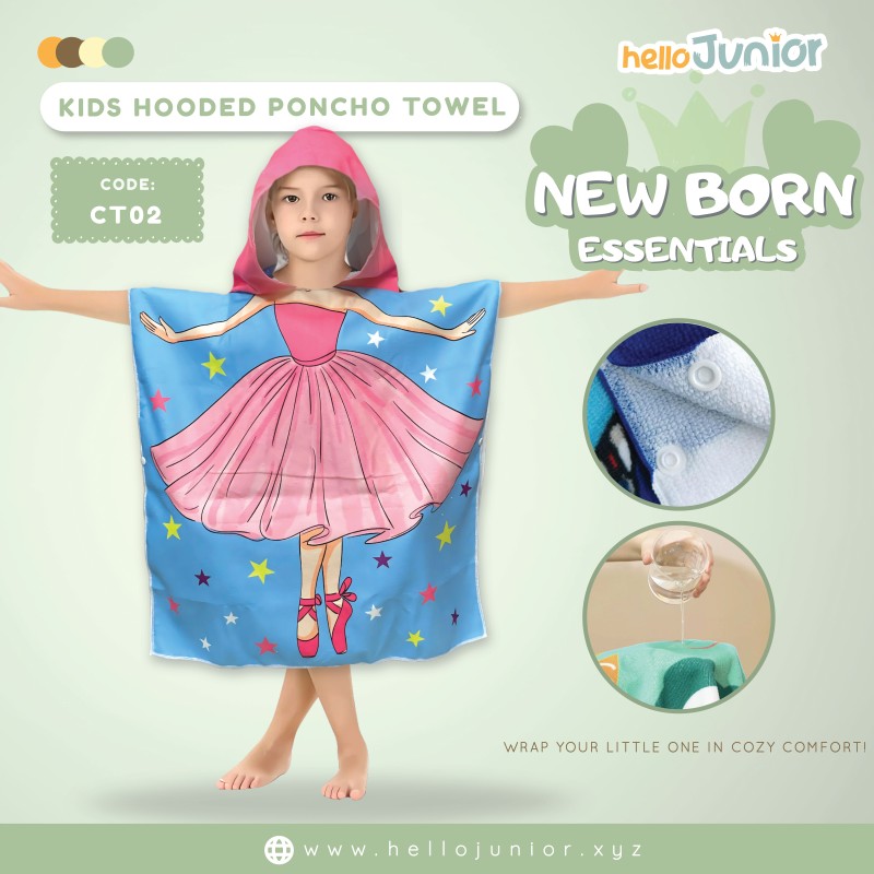 Kids Flamingo Hooded Poncho Towel