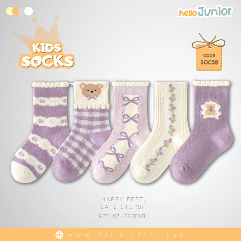 Hello Junior Baby Socks for Ages 2-8 Years, Multicolor