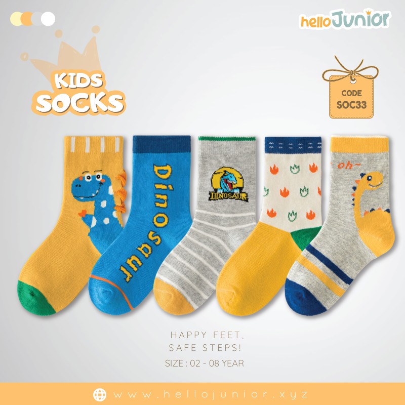 Hello Junior Baby Socks for Ages 2-8 Years, Multicolor