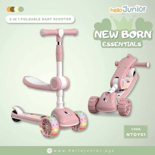 3-in-1 Foldable Baby Scooter with Lights