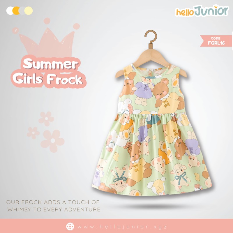 Hello Junior Summer Cotton Frock for Baby Girls (1-5.5 Years), Pink